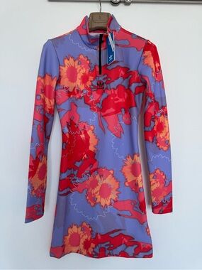 Adidas Originals Floral Quarter Zip Mini Dress NWT Size S HC4598